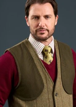 Rutland Men's Tweed Shooting Waistcoat In Oakley - Shooting Fit -AlanPaine Shop Rutland Mens Tweed Shooting Waistcoat Oakley 3