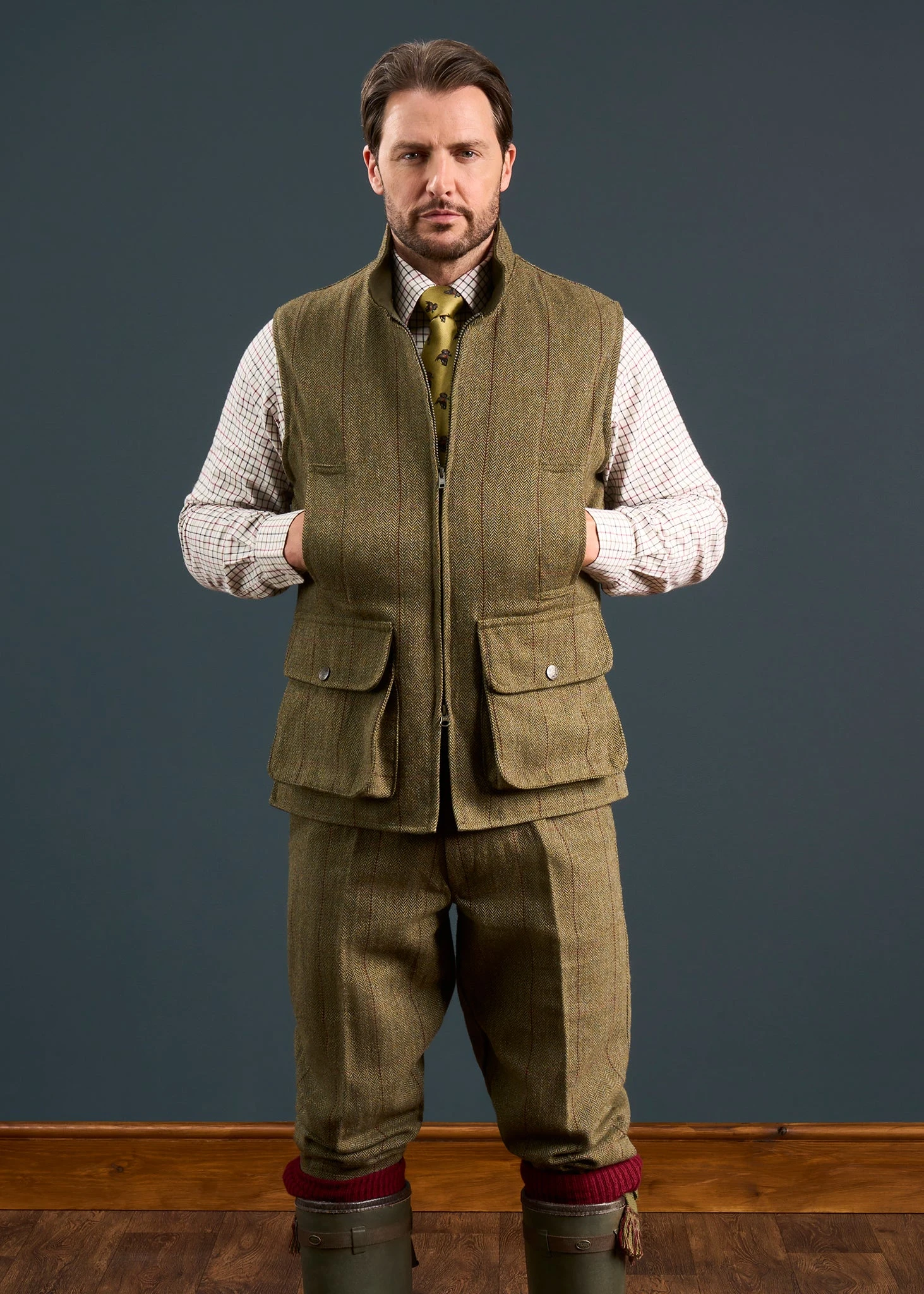 Rutland Men's Tweed Waistcoat In Oakley - Shooting Fit 4 Rutland Men's Tweed Waistcoat In Oakley - Shooting Fit - Image 2