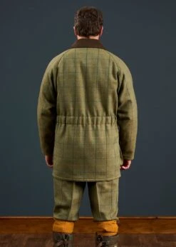 Rutland Men's Tweed Waterproof Shooting Coat In Dark Moss - Regular Fit -AlanPaine Shop Rutland Mens Tweed Waterproof Shooting Coat Dark Moss 3