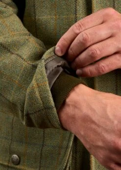Rutland Men's Tweed Waterproof Shooting Coat In Dark Moss - Regular Fit -AlanPaine Shop Rutland Mens Tweed Waterproof Shooting Coat Dark Moss 5