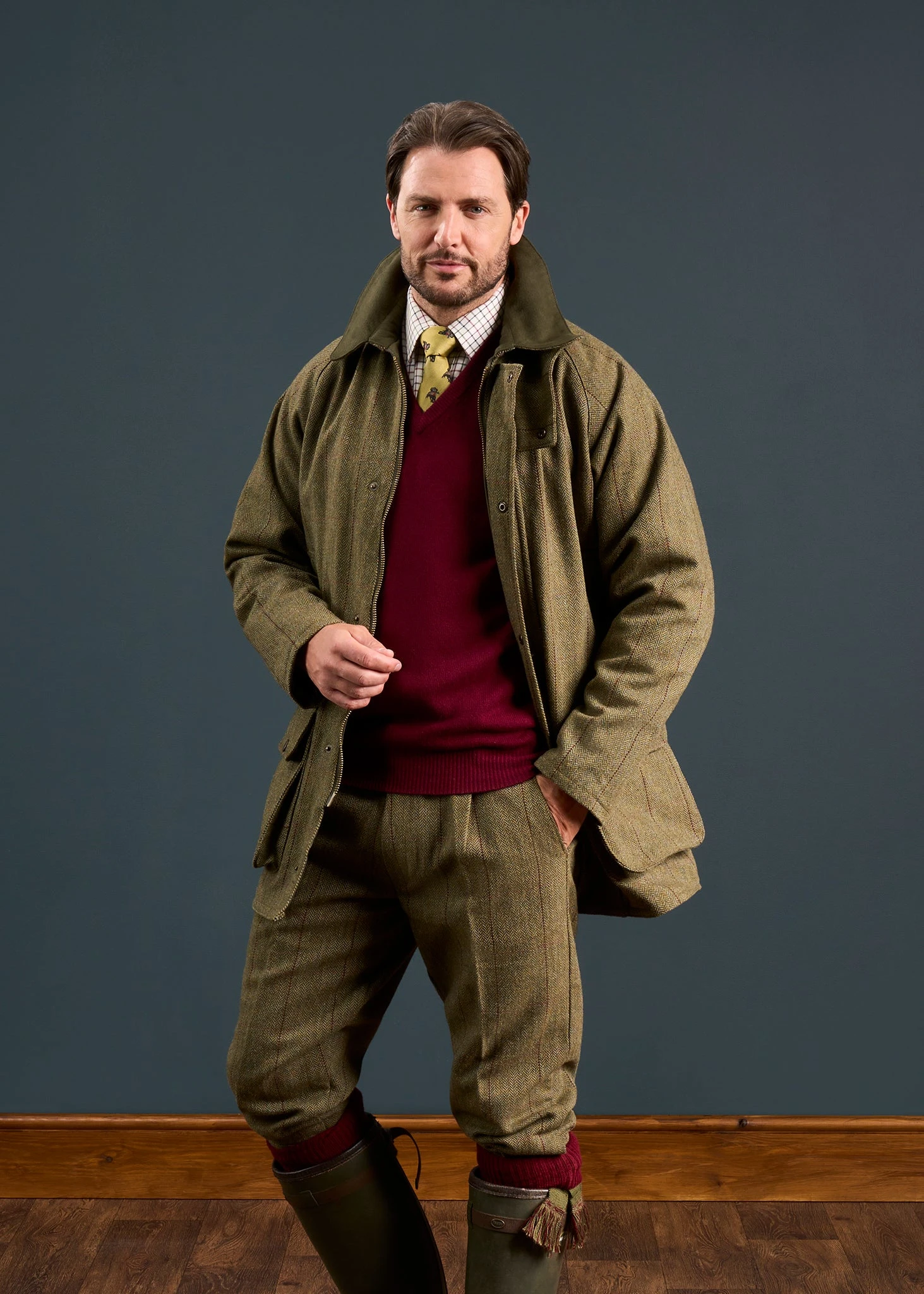 Rutland Men's Tweed Waterproof Shooting Coat In Oakley 4 Rutland Men's Tweed Waterproof Shooting Coat In Oakley - Image 2