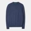 Saddington Cotton Merino Crew Neck Sweatshirt In Denim -AlanPaine Shop SADDINGTON RAGLAN SLEEVE CREW NECK SWEATSHIRT DENIM