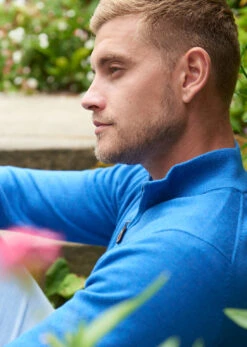 Selhurst Cotton Cashmere 1/4 Zip Jumper In Regatta 9 Selhurst Cotton Cashmere 1/4 Zip Jumper In Regatta -AlanPaine Shop Selhurst Cotton Cashmere Quarter Zip Jumper Regatta LS 2