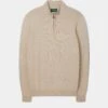 Selhurst Cotton Cashmere 1/4 Zip Jumper In Sand 2 Selhurst Cotton Cashmere 1/4 Zip Jumper In Sand -AlanPaine Shop Selhurst Cotton Quarter Zip Jumper Sand