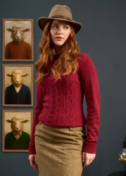 AlanPaine Shop 31 AlanPaine Shop -AlanPaine Shop Sienna Ladies Cable Knit Mock Neck Berry 2