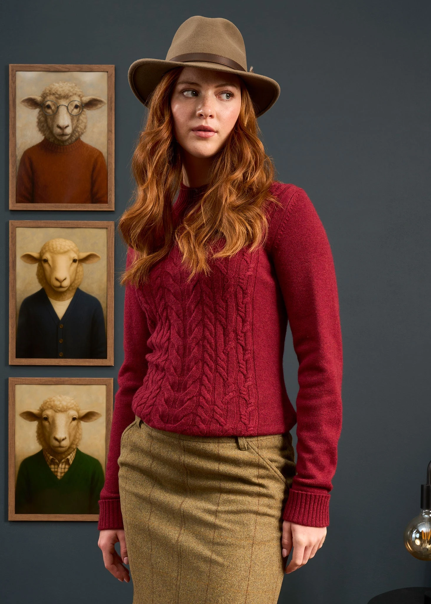 Sienna Ladies Cable Knit Roll Neck In Berry 4 Sienna Ladies Cable Knit Roll Neck In Berry - Image 2