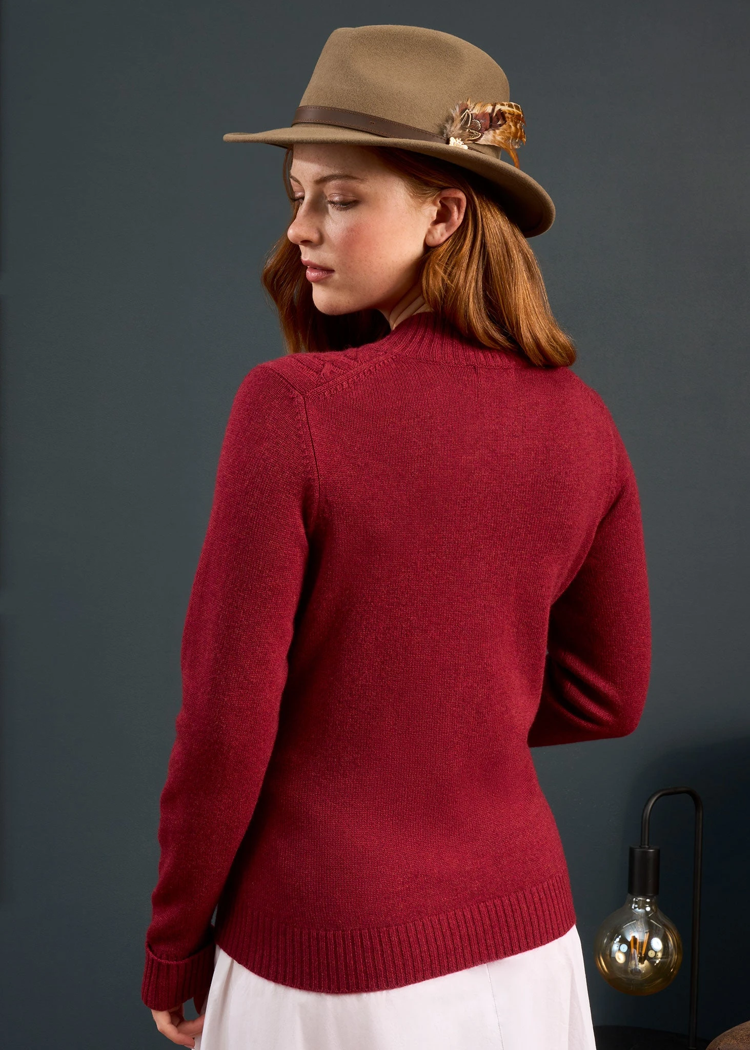 Sienna Ladies Cable Knit Roll Neck In Berry 5 Sienna Ladies Cable Knit Roll Neck In Berry - Image 3