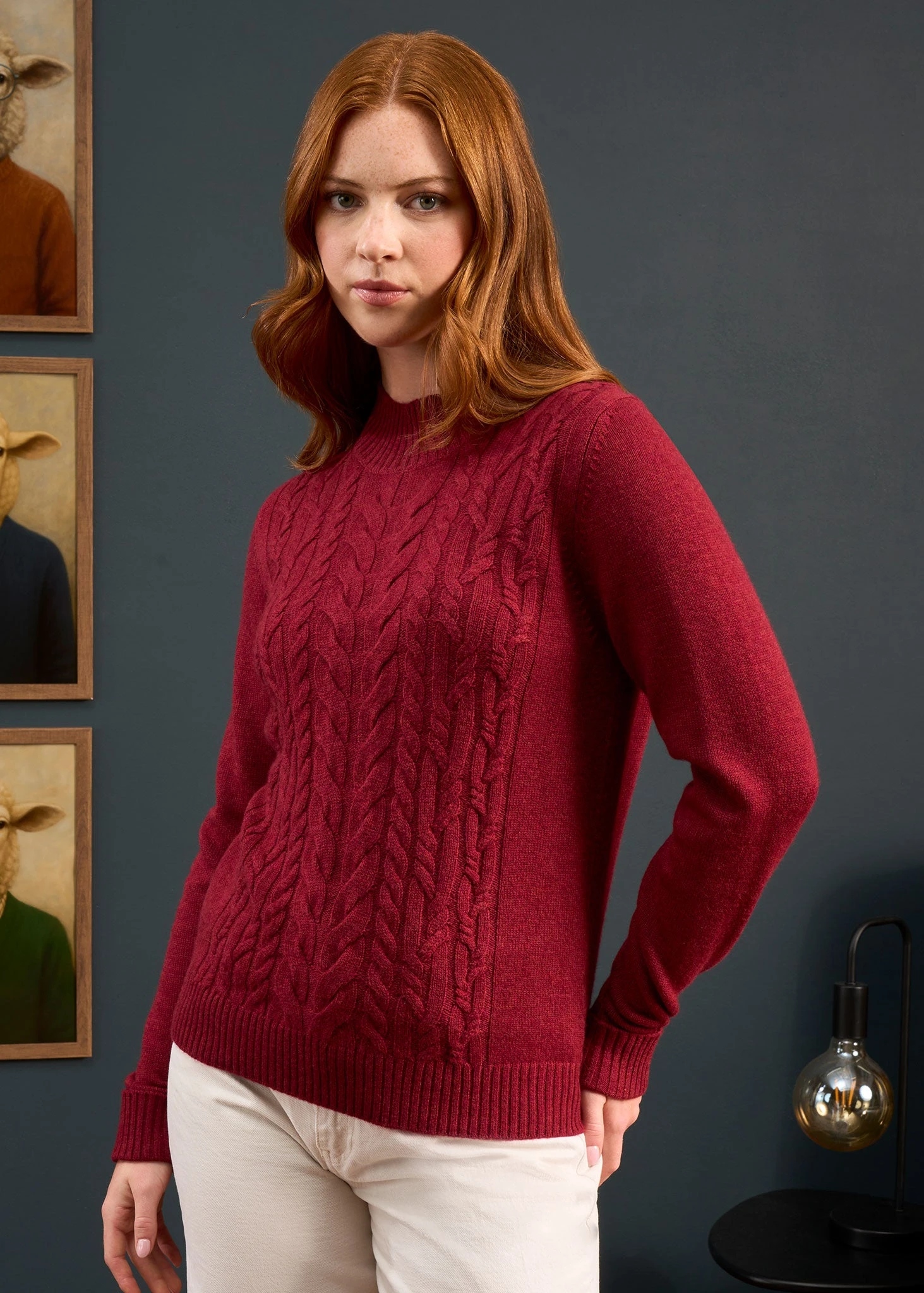 Sienna Ladies Cable Knit Roll Neck In Berry 7 Sienna Ladies Cable Knit Roll Neck In Berry - Image 5