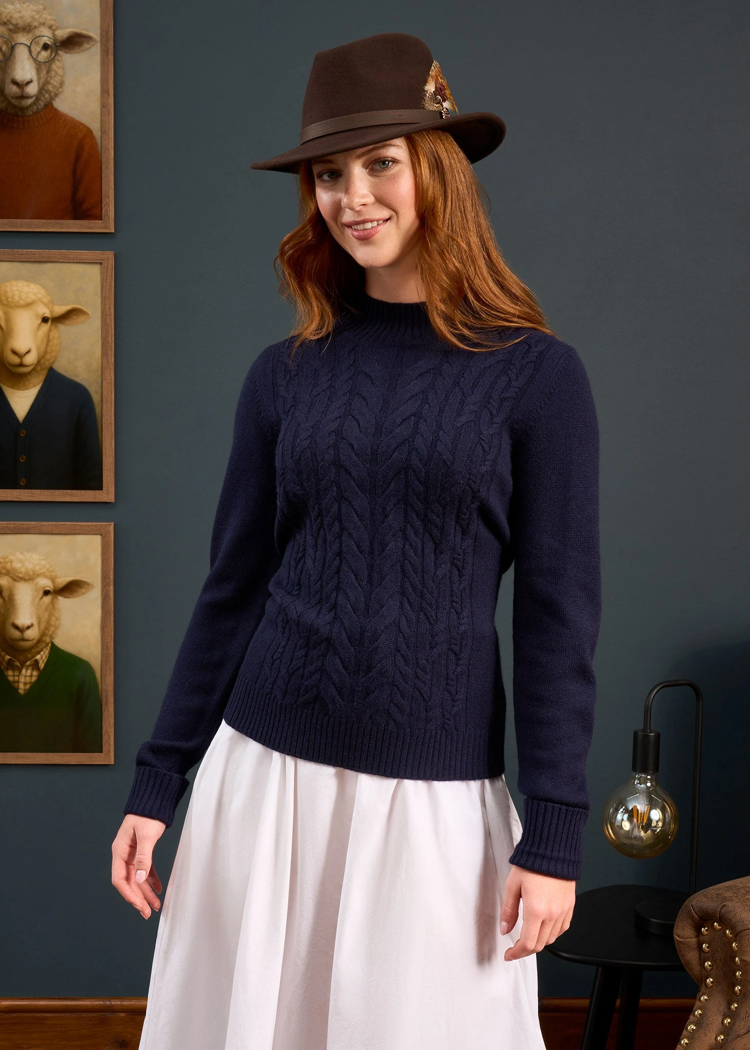 Sienna Ladies Cable Knit Roll Neck In Dark Navy 7 Sienna Ladies Cable Knit Roll Neck In Dark Navy - Image 5