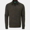 Streetly Men's 1/2 Zip Mock Neck Jumper In Seaweed - Classic Fit -AlanPaine Shop Streetly Mens Quater Zip Jumper Seaweed 1
