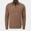 Streetly Men's 1/2 Zip Mock Neck Jumper In Tobacco - Classic Fit -AlanPaine Shop Streetly Mens Quater Zip Jumper Tobacco 1
