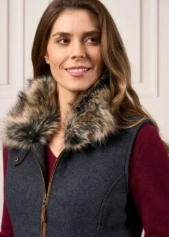 Surrey Ladies Tweed Gilet In Blue -AlanPaine Shop Surrey Ladies Blue Tweed Gilet 3