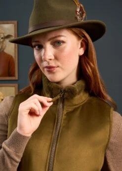 Surrey Ladies Fur Lined Gilet In Olive -AlanPaine Shop Surrey Ladies Fur Lined Gilet Olive 3