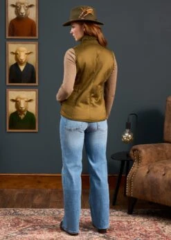 Surrey Ladies Fur Lined Gilet In Olive -AlanPaine Shop Surrey Ladies Fur Lined Gilet Olive 5