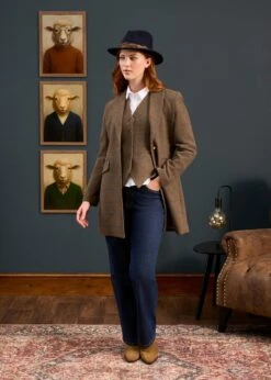 Surrey Ladies Mid-Thigh Tweed Coat In Seabrook - Regular Fit 12 Surrey Ladies Mid-Thigh Tweed Coat In Seabrook - Regular Fit -AlanPaine Shop Surrey Ladies Mid Thigh Coat Seabrook 6