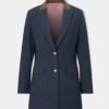 Surrey Ladies Mid-Thigh Tweed Coat In Blue - Regular Fit -AlanPaine Shop Surrey Ladies Mid Thigh Tweed Coat In Blue