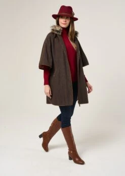 Surrey Ladies Tweed Cape In Bramble -AlanPaine Shop Surrey Ladies Tweed Cape Bramble 10