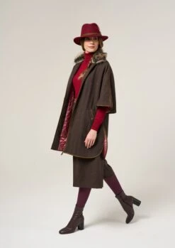 Surrey Ladies Tweed Cape In Bramble -AlanPaine Shop Surrey Ladies Tweed Cape Bramble 2