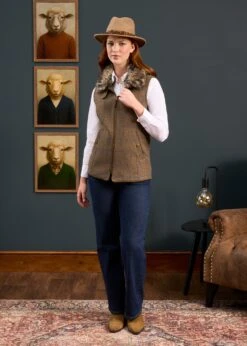 Surrey Ladies Tweed Gilet In Seabrook -AlanPaine Shop Surrey Ladies Tweed Gilet Seabrook 6