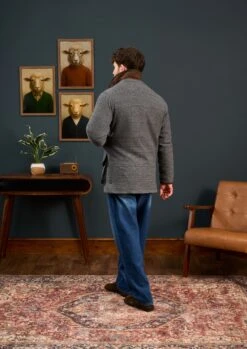 Surrey Waterproof Tweed Coat In Blue Check - Shooting Fit 11 Surrey Waterproof Tweed Coat In Blue Check - Shooting Fit -AlanPaine Shop Surrey Mens Tweed Coat Grey Check 2