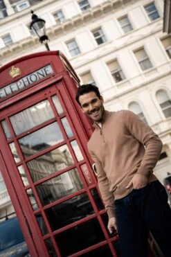 Sutherland Lambswool 1/4 Zip Jumper In Camel - Regular Fit 9 Sutherland Lambswool 1/4 Zip Jumper In Camel - Regular Fit -AlanPaine Shop Sutherland Lambswool Jumper in Camel 3