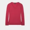 Thea Cotton Cashmere Vee Neck Jumper In Raspberry 2 Thea Cotton Cashmere Vee Neck Jumper In Raspberry -AlanPaine Shop Thea Cotton Cashmere Vee Neck Jumper Raspberry