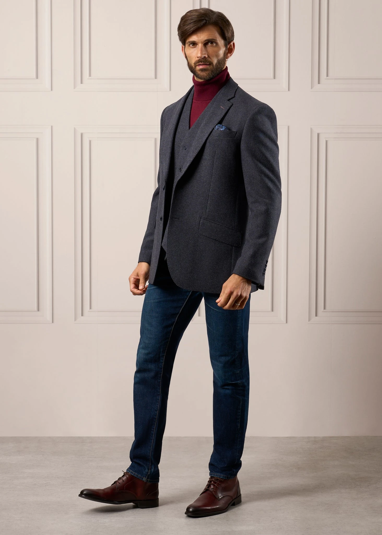 Surrey Men's Tweed Lined Country Waistcoat In Blue - Regular Fit 8 Surrey Men's Tweed Lined Country Waistcoat In Blue - Regular Fit - Image 6