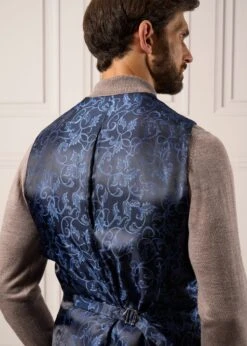 Surrey Men's Tweed Lined Country Waistcoat In Bramble - Regular Fit -AlanPaine Shop Tweed Waistcoat Mens Surrey Bramble 3