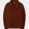 Usworth Men's Shawl Collar Lambswool Jumper In Sienna - Regular Fit 2 Usworth Men's Shawl Collar Lambswool Jumper In Sienna - Regular Fit -AlanPaine Shop UNSWORTH HALF CARDI STITCH SHAWL COLLAR SIENNA 01