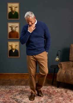Kinnadie Supersoft Shetland Indigo Jumper - Regular Fit -AlanPaine Shop alan paine knitwear aw25 106