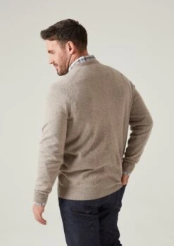 Albury Geelong Wool Jumper In Mushroom - Regular Fit -AlanPaine Shop albury geelong wool jumper mushroom 4