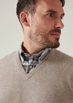 Albury Geelong Wool Jumper In Mushroom - Regular Fit -AlanPaine Shop albury geelong wool jumper mushroom 5