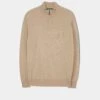 Hanbury Cashmere Zipped Mock Neck Jumper In Linen - Regular Fit 2 Hanbury Cashmere Zipped Mock Neck Jumper In Linen - Regular Fit -AlanPaine Shop ap m 101b68 hanbury linen 1