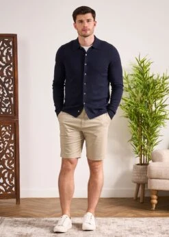 Medstead Men's Long Sleeve Shirt In Dark Navy -AlanPaine Shop ap m 196u01 dark navy 5