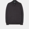 Barton Merino Wool 1/4 Zip Mock Jumper In Dark Brown - Regular Fit -AlanPaine Shop barton merino quater zip mock neck jumper dark brown 1