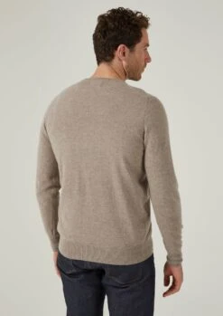 Brisbane Geelong Wool Jumper In Mushroom - Regular Fit -AlanPaine Shop brisbane mens geelong wool jumper mushroom 4