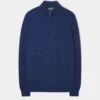 Cairns Geelong Wool 1/4 Zip Jumper In Indigo - Regular Fit -AlanPaine Shop cairns geelong wool quater zip jumper indigo 1