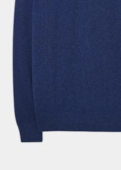 Cairns Geelong Wool 1/4 Zip Jumper In Indigo - Regular Fit -AlanPaine Shop cairns geelong wool quater zip jumper indigo 3