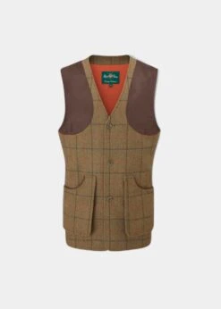 Combrook Men's Tweed Shooting Waistcoat In Thyme - Shooting Fit