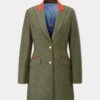 Combrook Ladies Mid-Thigh Coat In Heath - Regular Fit -AlanPaine Shop combrook womens tweed mid length coat heath