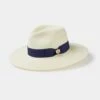 Emelle Straw Hat With Navy Blue Ribbon. -AlanPaine Shop emelle natural navy ribbon straw hat 1