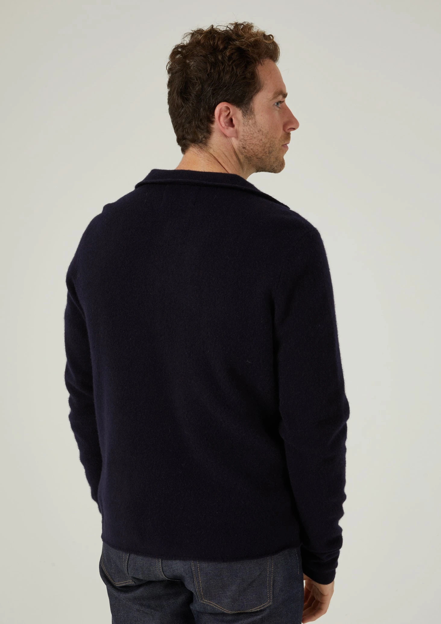 Ferndale Men's Knitted Lambswool Shirt In Navy - Regular Fit 5 Ferndale Men's Knitted Lambswool Shirt In Navy - Regular Fit - Image 3