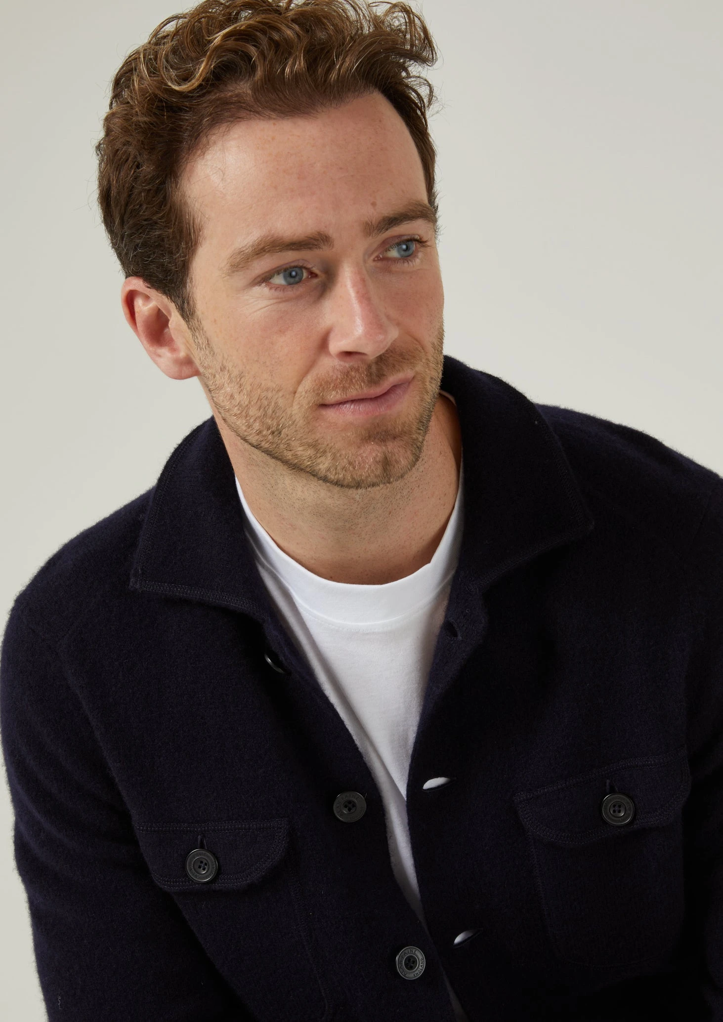 Ferndale Men's Knitted Lambswool Shirt In Navy - Regular Fit 8 Ferndale Men's Knitted Lambswool Shirt In Navy - Regular Fit - Image 6