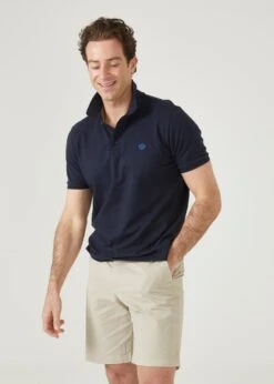 Fritton Pique Polo Shirt In Navy -AlanPaine Shop fritton pima cotton pique polo shirt navy 4