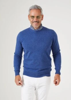 Brisbane Geelong Wool Jumper In Indigo - Regular Fit -AlanPaine Shop geelong wool jumper indigo 4