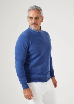 Brisbane Geelong Wool Jumper In Indigo - Regular Fit -AlanPaine Shop geelong wool jumper indigo 5