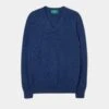 Albury Geelong Wool Jumper In Indigo - Regular Fit -AlanPaine Shop geelong wool vee neck sweater indigo
