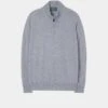 Hanbury Cashmere Zipped Mock Neck Jumper In Light Grey Mix - Regular Fit -AlanPaine Shop hanbury cashmere zipped mock neck jumper light grey mix 1