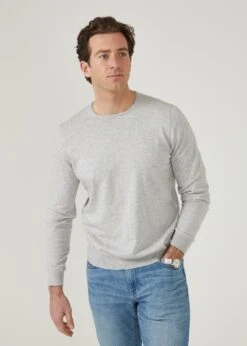 Harlington Luxury Cotton Jumper In Dove 9 Harlington Luxury Cotton Jumper In Dove -AlanPaine Shop harlington luxury cotton crew neck jumper dove 1