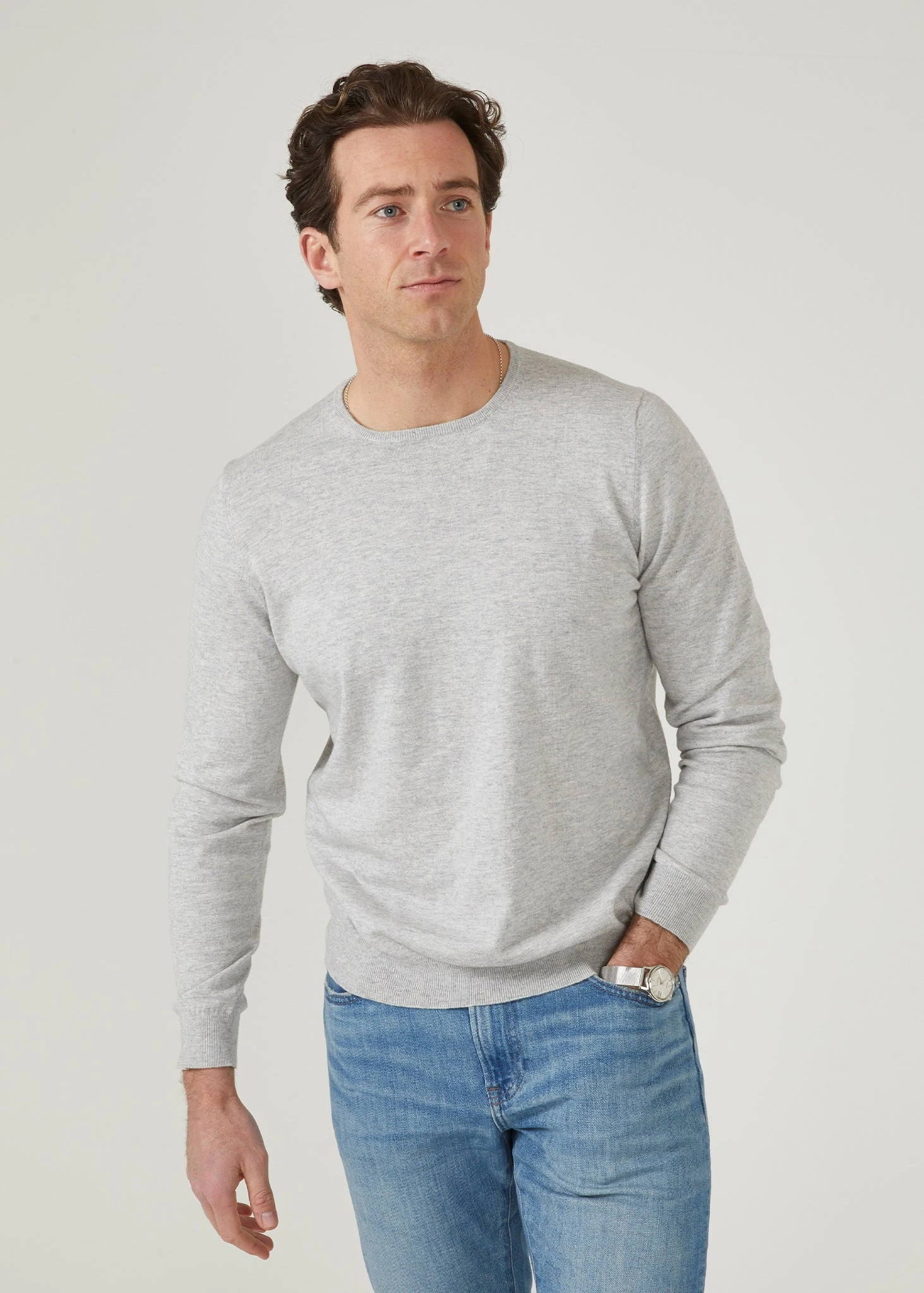 Harlington Luxury Cotton Jumper In Dove 4 Harlington Luxury Cotton Jumper In Dove - Image 2